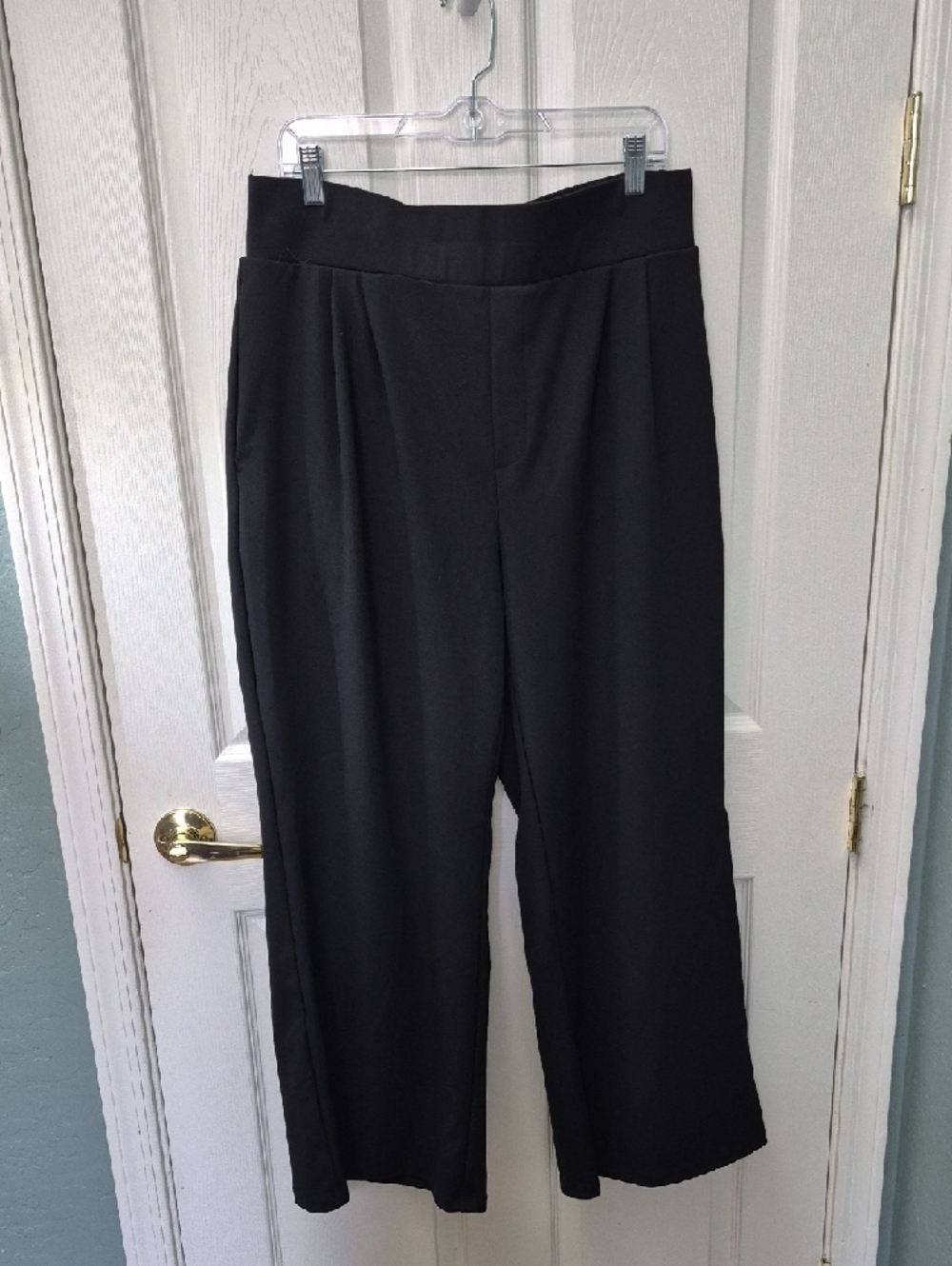 High-Waist Wide-Leg Tummy Control Microwaffle Pants — Black - NWOT - Picture 3 of 6